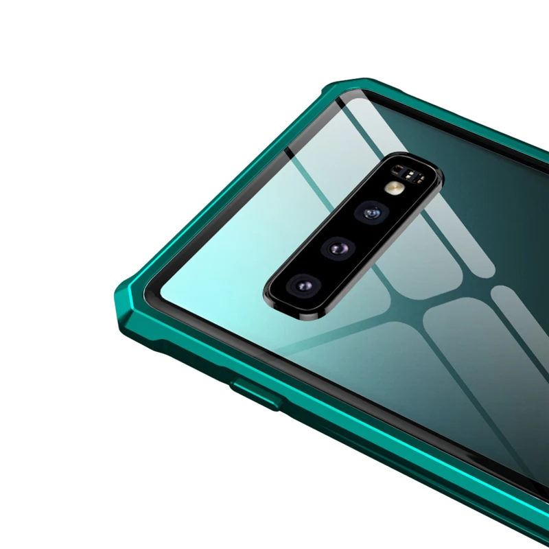 Алюминиевый металлический бампер чехол для samsung Galaxy S 10 Plus из закаленного стекла