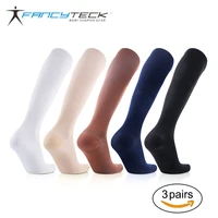 3 pairs socks men compression anti fatigue blood circulation comfortable relief soft slimming knee solid colored stockings