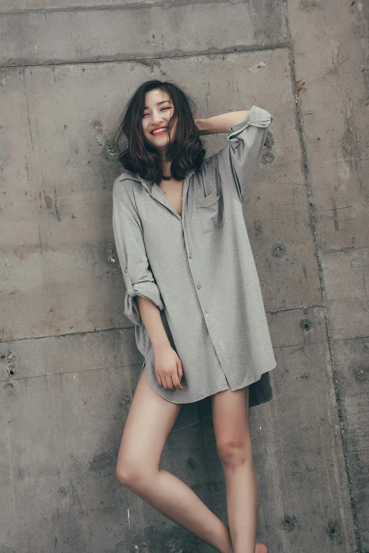 Новая модель, ночная рубашка для мальчиков, Большая рубашка, юбка, пижама, Летняя женская одежда для сна, ночная рубашка, сексуальная ночная рубашка, одноцветная домашняя пижама