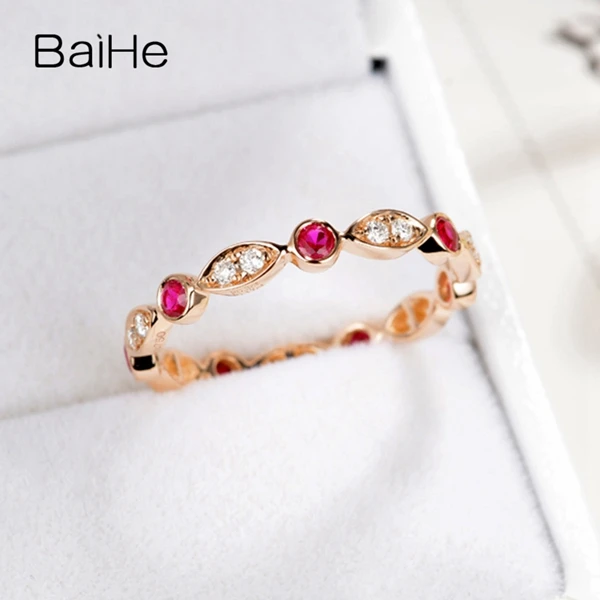 BAIHE твердое белое золото 14 K(AU585) около 0.17ct(всего) сертифицированное H/SI круглое ограненное натуральными бриллиантами свадебное модное кольцо
