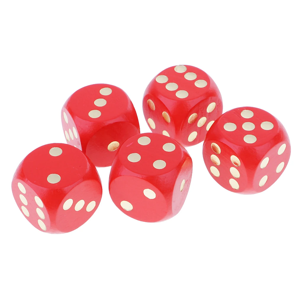MagiDeal, 5 шт./набор, 3 см, деревянные игральные кости D6, шестигранные точечные игральные кости для D& D TRPG, вечерние игрушки для семейных праздников