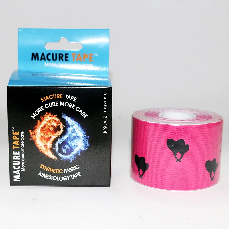 1 roll Pink Printing Macure лента Спортивная хлопковая кинезиологическая лента эластичная клейкая мышечная физиотерапия лечение травм Поддержка К активный Nastro Kinesiology Спорт - Цвет: 1 roll Pink Printing