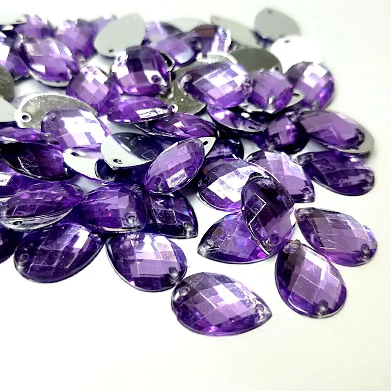 purple HL 14 мм x 10 мм 100 шт./лот, капля воды, два отверстия, Акриловые Свободные Стразы, Пришивные, одежда, обувь, сумки, швейные принадлежности, поделки своими руками - Цвет: purple