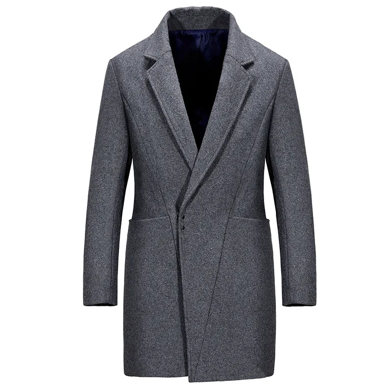 

High quality new arrival European fashion men's wool coat outerwear men slim turn down collar woolen trench coats