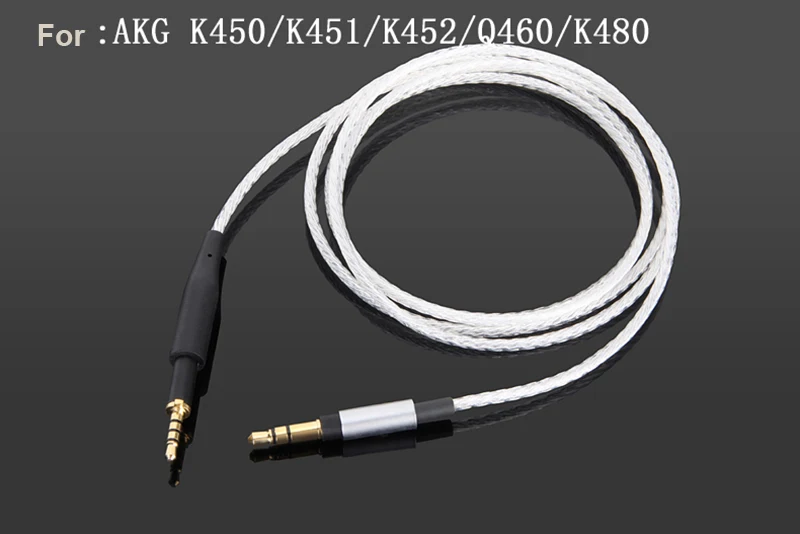 OKCSC EXK450 для K450 Сменные аудио кабели 3,5 мм Мужские наушники K451 K452 Q460 K480 посеребренные с кнопкой управления микрофоном