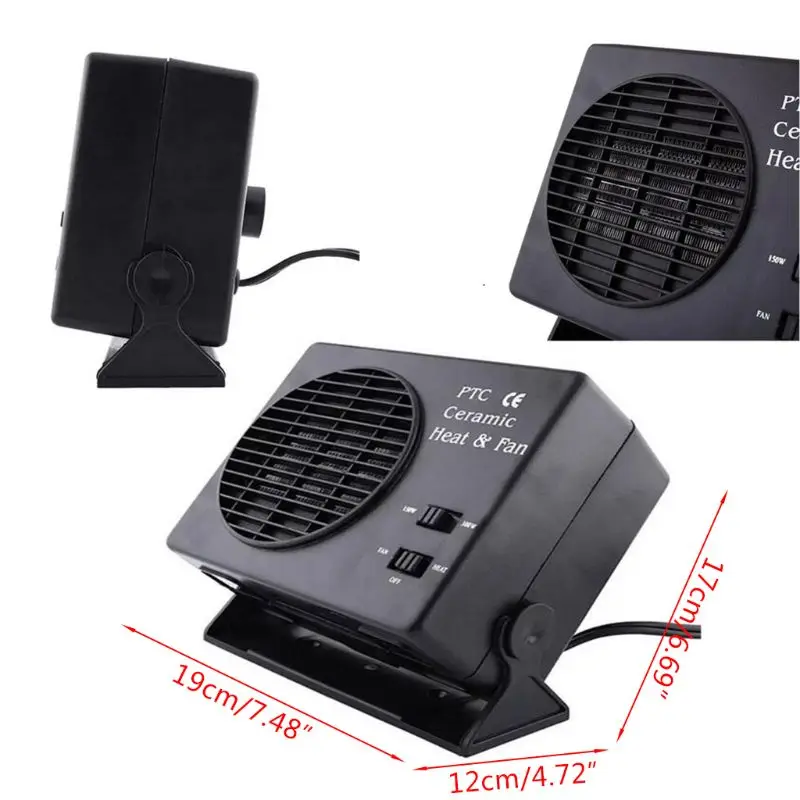 

Mini Air Conditioner For Car 12V Car Portable 2 in 1 Electric Fan and Heater 300W Defroster Demister Quick Heating Speed