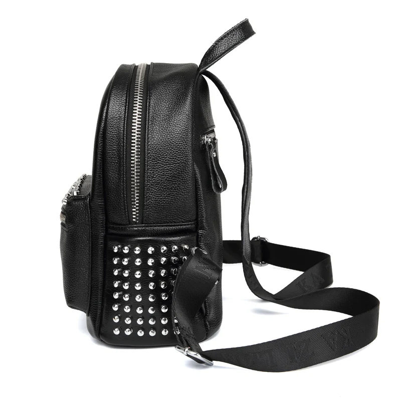 Rivets Cool Leather Backpack Women's Back Pack Hot Fashion Double Shoulder Bags High End Luxury Bagpack Mochilas | Багаж и сумки