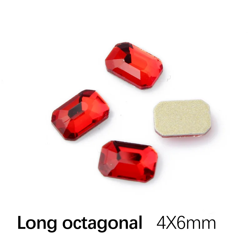 L-Octagonal 4X6mm Новинка! Стразы с плоской задней частью, красные кристаллы, 16 видов стилей камешки для дизайна ногтей для 3D ногтей, художественное индивидуальное украшение - Цвет: L-Octagonal 4X6mm
