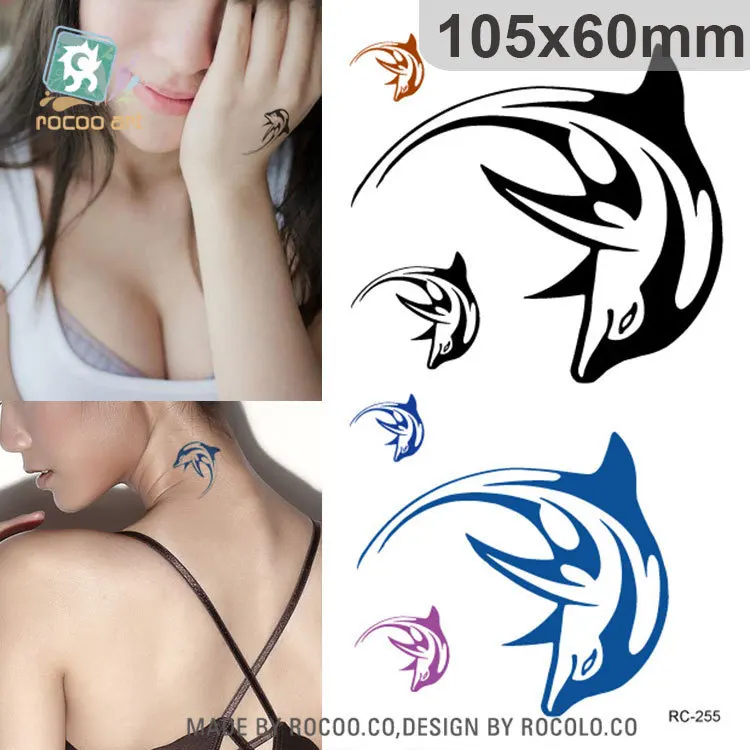 Водостойкая временная татуировка наклейка на тело, freshing dolphin tatto стикер s флэш-тату поддельные татуировки для девушек и женщин