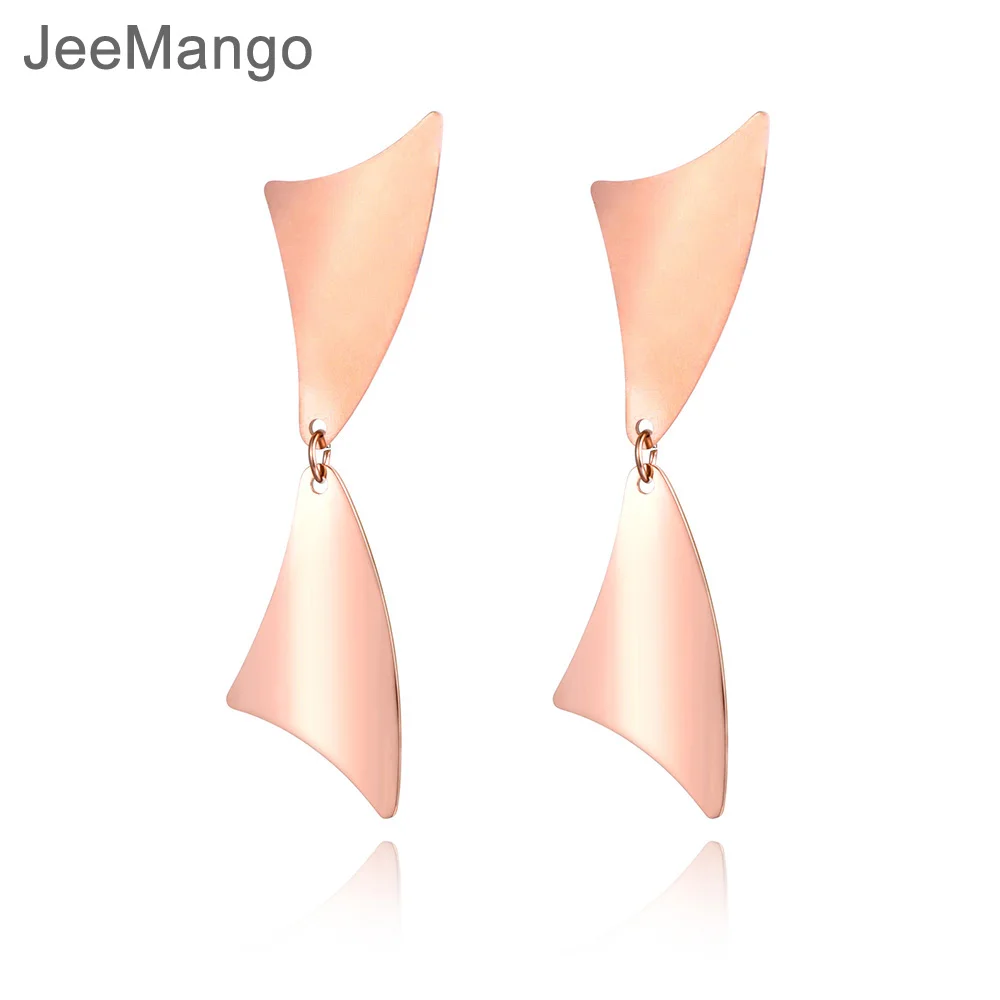 Женские серьги из нержавеющей стали JeeMango с изогнутой двойной треугольной