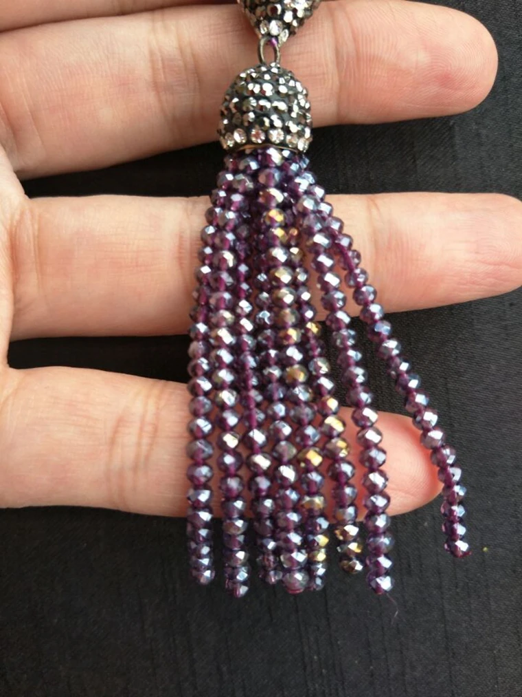 Trendy Purple Glass Necklace Pendants Fashion Long for Women Handmade Jewelry Statement Necklaces &amp Gifts | Украшения и