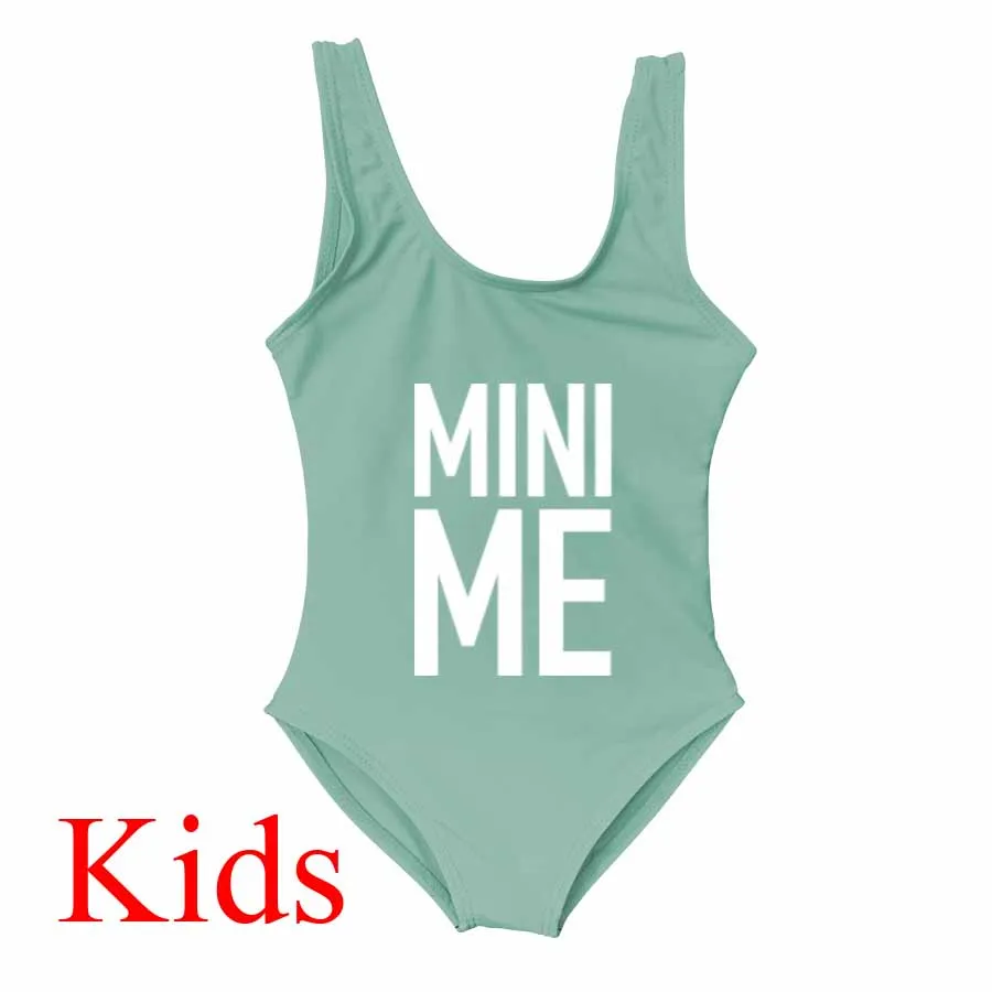 Kid Light Green Новые Купальники для мамы и дочки; одинаковые комплекты одежды для семьи; бикини для мамы и дочки; слитный купальник - Цвет: Kid Light Green