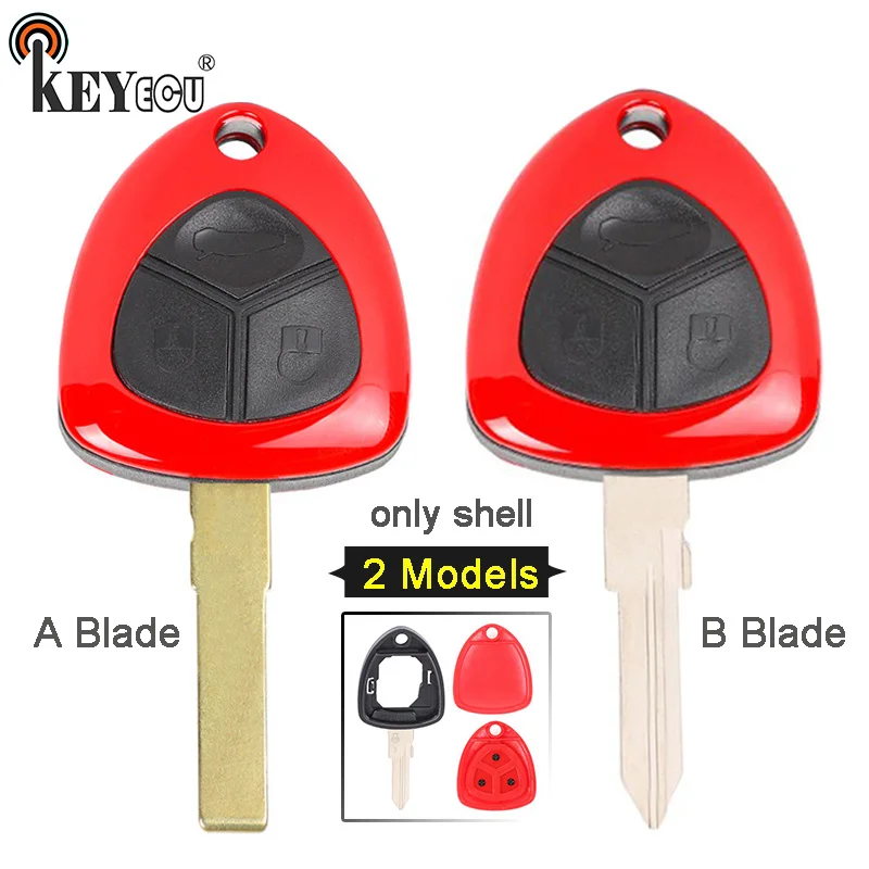 

KEYECU for Ferrari 488 GTB 2016 2017 2018 Replacement 4 Buttons Smart Remote Key Shell Case Housing Fob With Uncut Blade