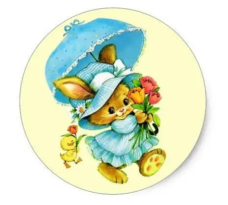 

1.5inch Vintage Easter Bunny and Chick. Gift Stickers