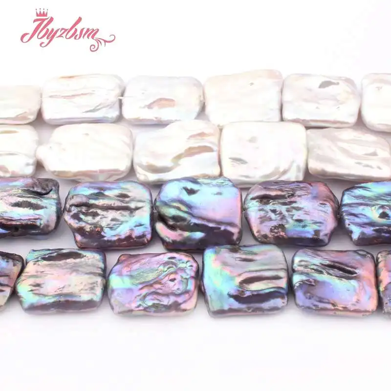 Прямоугольные бусины из пресноводного жемчуга 15x18 18x23mm натурального камня для