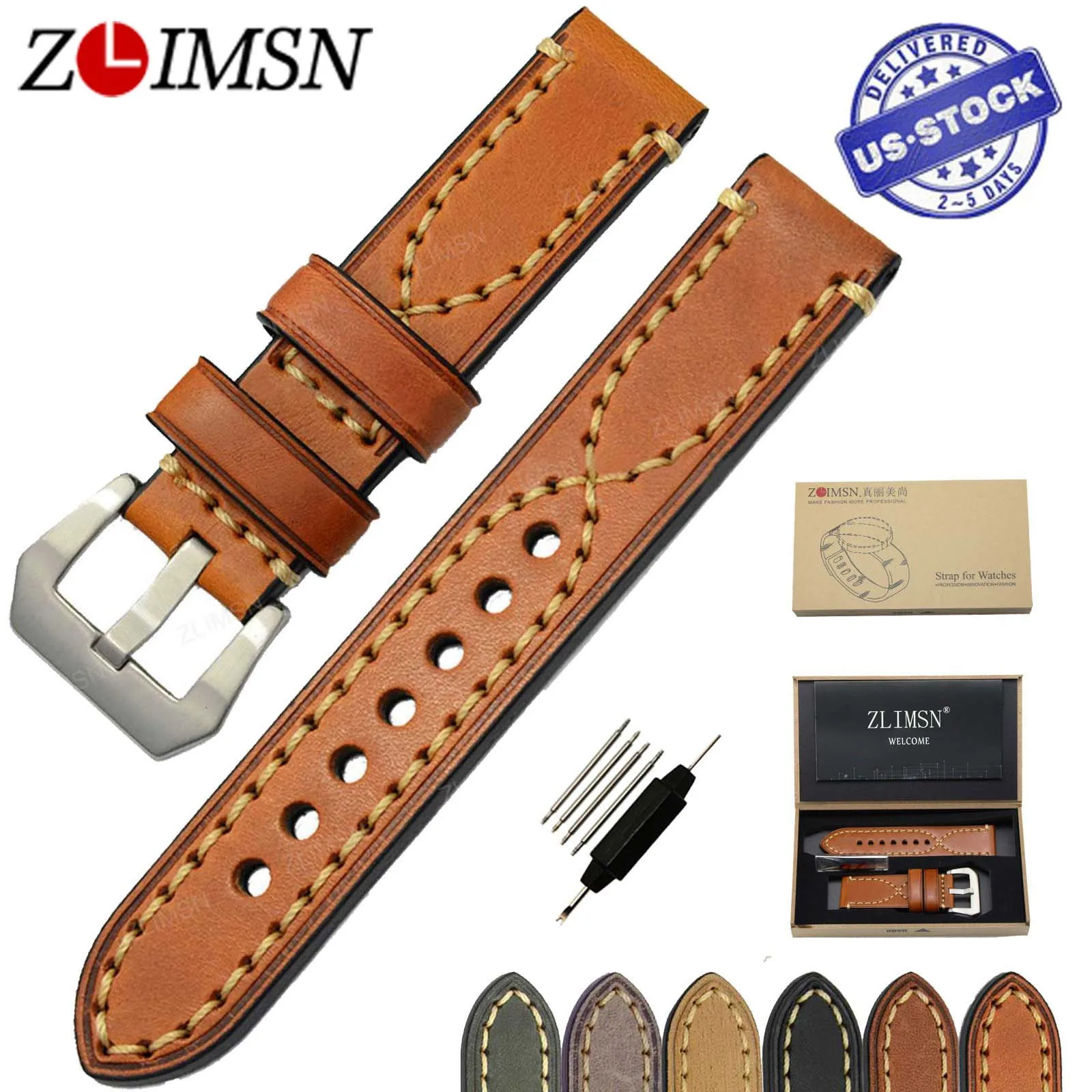 

ZLIMSN Genuine Leather Watchband Relacement 20 22 24 26mm Men Women Watch Band Strap Stainless Steel Buckle relojes hombre 2017