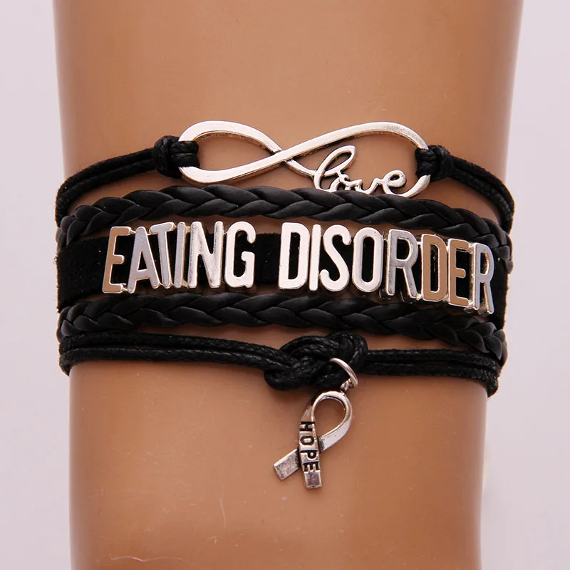 Прямая поставка браслет Infinity Love Eating Disorder кожаный с запахом браслеты мыслью шарм
