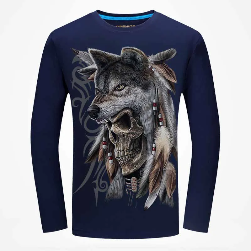 navy blue Осенняя Новинка 3D музыкальная футболка мужская с длинным рукавом фитнес Кроссфит Футболка мужская брендовая одежда с круглым вырезом футболка плюс 6XL топы - Цвет: navy blue