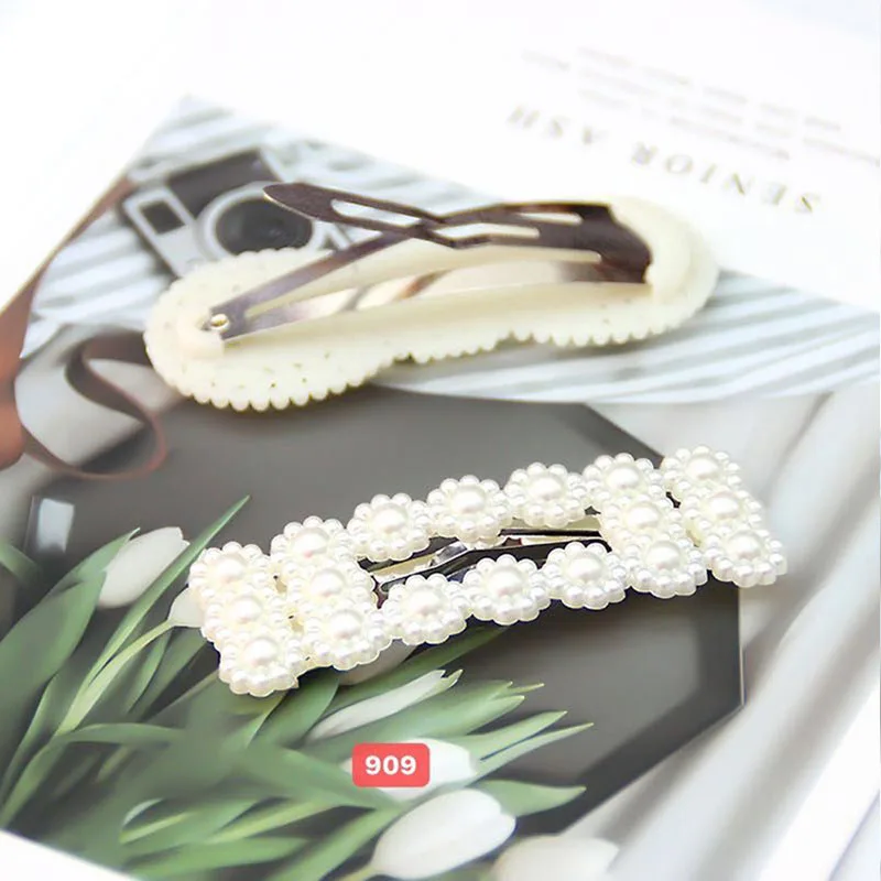 2PCS Pearl Hairpins Hairgrip Hair Clips for Women Barrettes Her Accessories Women Girls Fashion Hair Styling toka - Цвет: 909