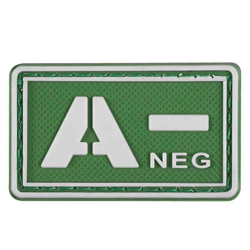 Green A Negative 12 Светящийся ПВХ значок тактика A+/B+/-O+/AB+/A-/B-/O-/AB-type кровяного типа, дополненный военный значок резиновая куртка - Цвет: Green A Negative 12