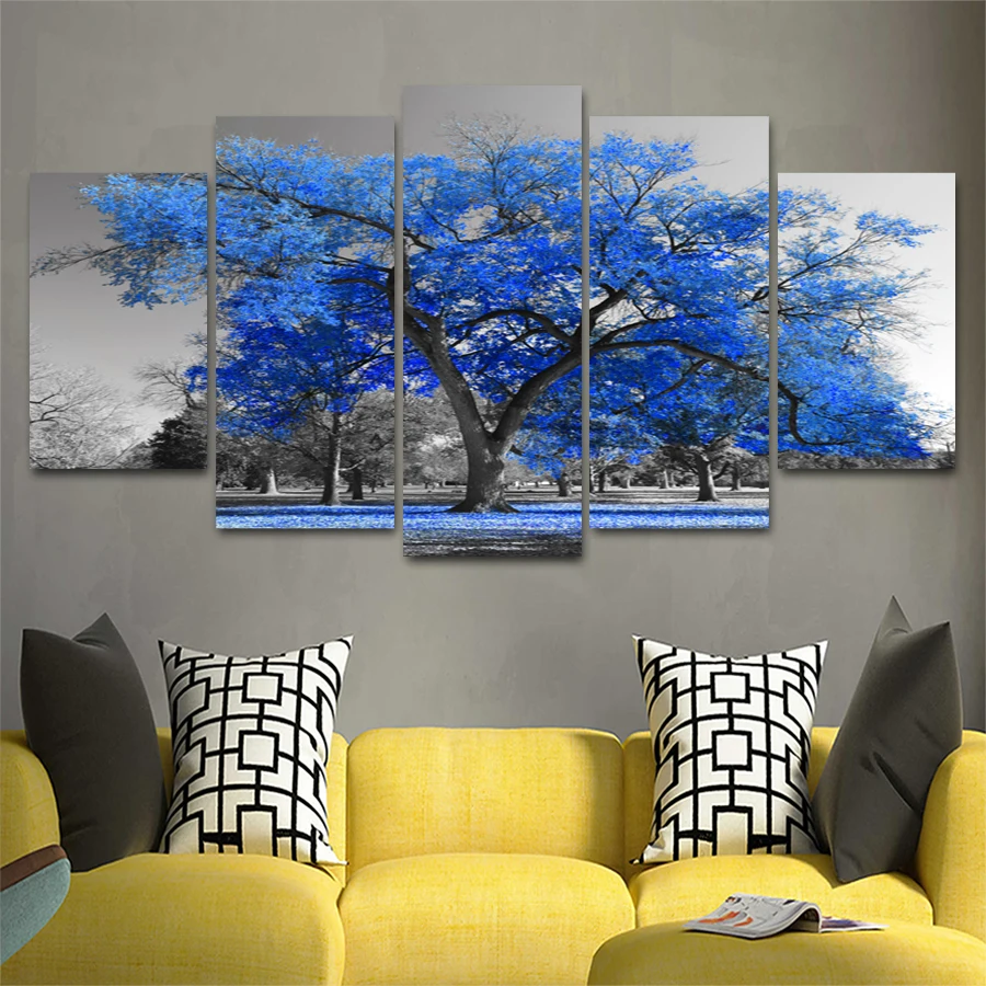 Op de muur HD Печать olieverf фильм modulaire foto постер с пейзажом вид комнаты декор woondecoratie 5 шт.