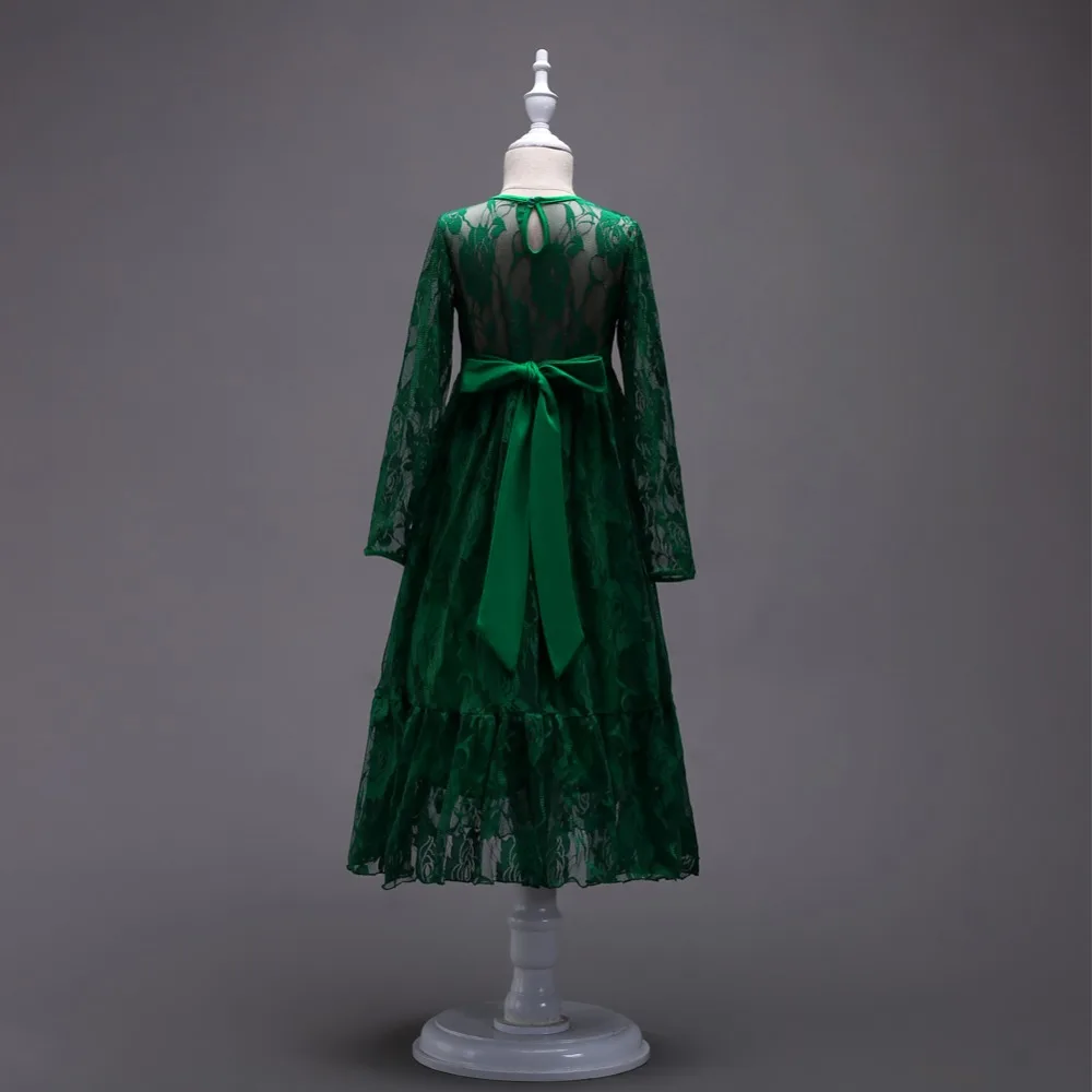 Популярное торжественное платье для девочек, Vestido, новинка года, платье принцессы для маленьких девочек, Подростковая кружевная одежда с длинными рукавами для дня рождения, Детская праздничная одежда, платье