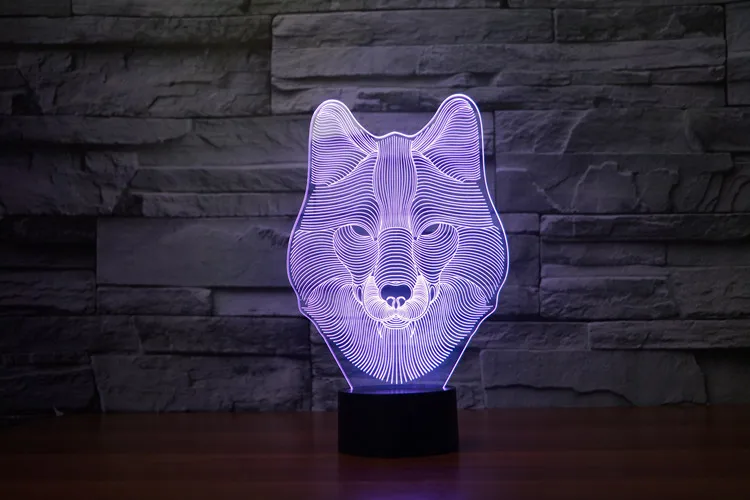 2017 животных Волк Декор 3D светодиодные ночники красочные волк Дизайн настольная