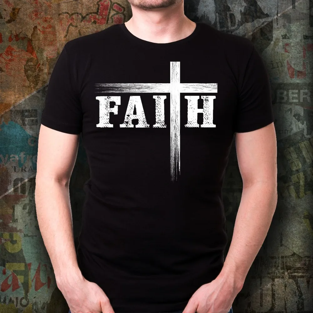 

Christian Faith and Cross T-Shirt Believe God Christ Unisex Tee Gift Men New Brand Clothing O Neck Cotton Funny T Shirt Sayings