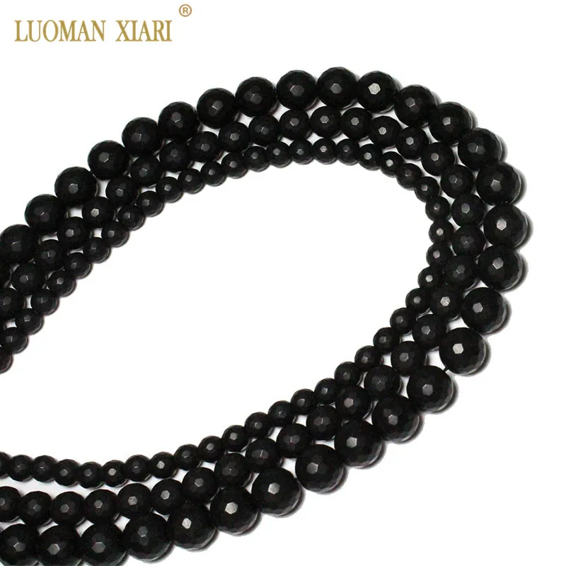AAA + оптовая продажа черные граненые матовые полированные бусины из оникса с