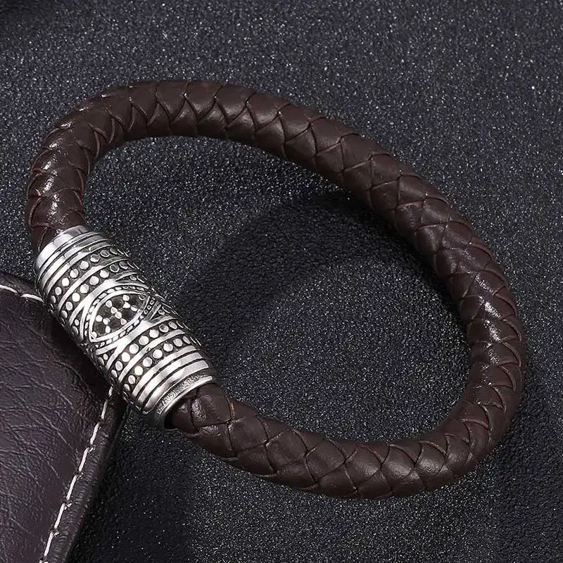 Модный коричневый плетеный кожаный браслет в стиле панк ювелирные изделия
