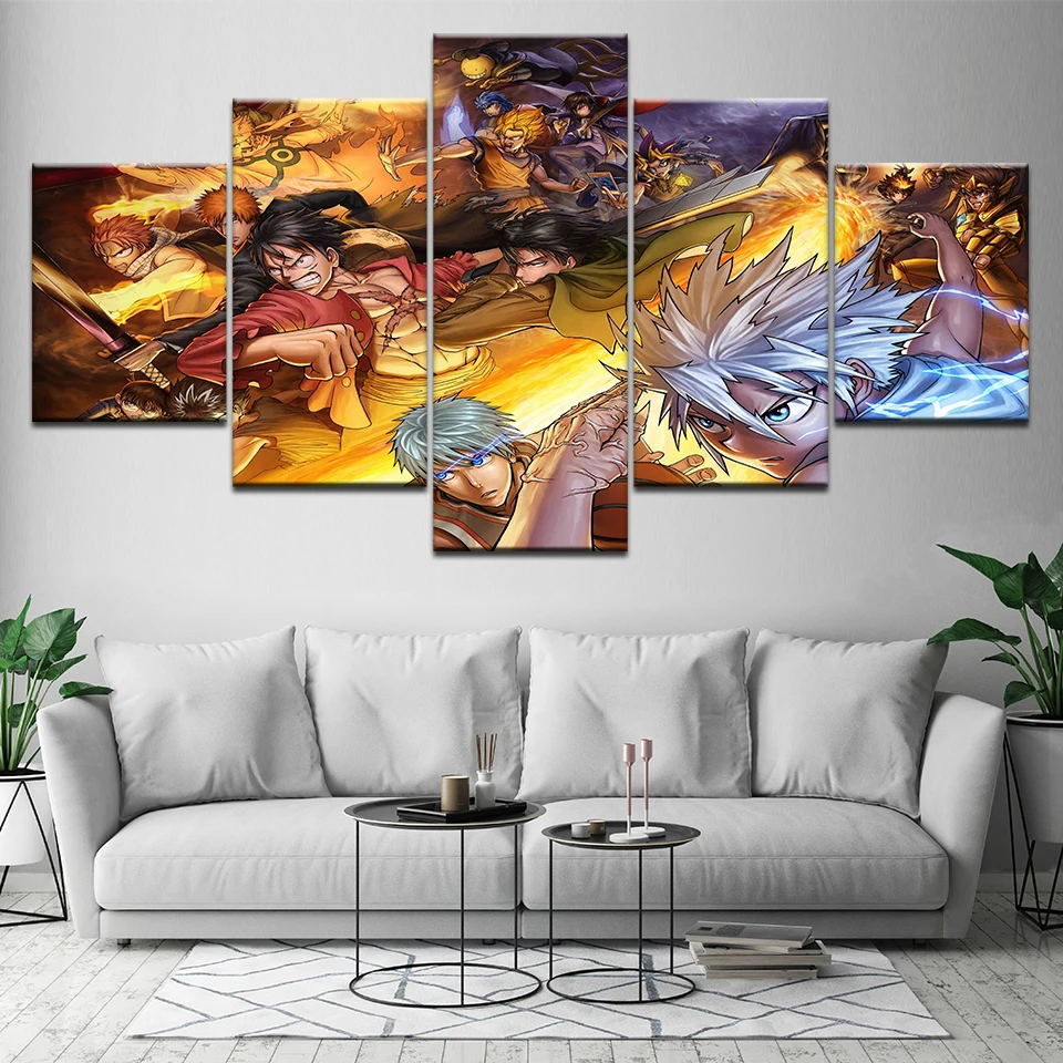 Modern HD Painting Wall Art Modular Poster 5 Panel Animal Wolf Printed Canvas Living Room Pictures Home Decoration Framework | Дом и сад