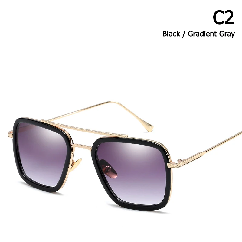 C2 Gradient Gray JackJad, модные Мстители, Тони Старк, полёт 006, стильные солнцезащитные очки, мужские, квадратные, авиационный бренд, дизайнерские солнцезащитные очки, Oculos De Sol - Цвет линз: C2 Gradient Gray