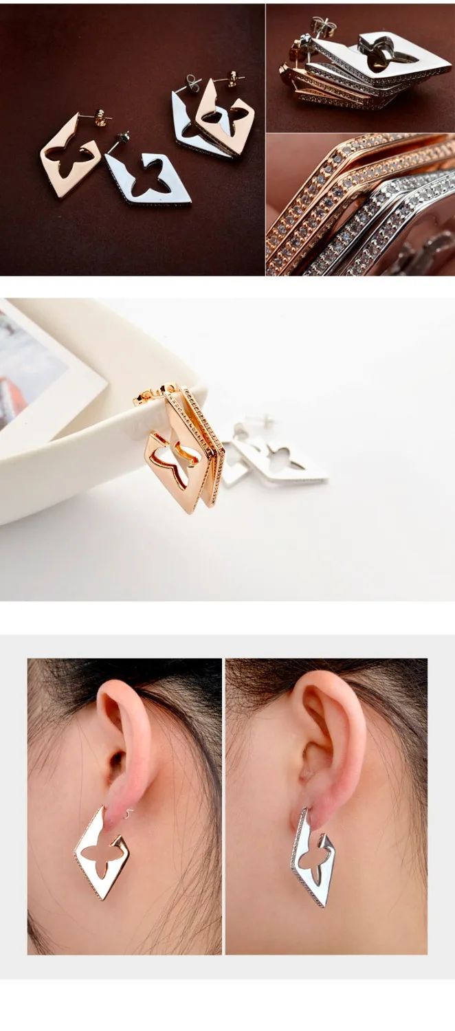 Бесплатная доставка поверхности гладкие геометрические декор циркон серьги