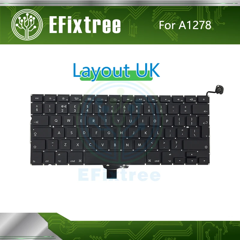 

10 шт./лот A1278 макет UK для Macbook Pro 13 дюймов замена клавиатуры 2009 2010 2011 2012 Новый Год ''7'' большой 'развлекательный ''QWERTY
