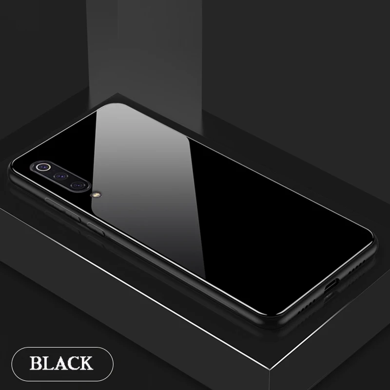 Black KaiNuEn coque, чехол, чехол, для Xiaomi mi 9 mi 9 Se 9Se Роскошный Жесткий противоударный телефон на задней панели защитные чехлы с закаленным стеклом - Цвет: Black