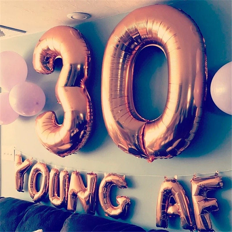 Large 40inch Rose Gold Foil Number Balloons Birthday Party Decorations Kids Wedding Decorations Globos BabyShower Boy Girl Decor