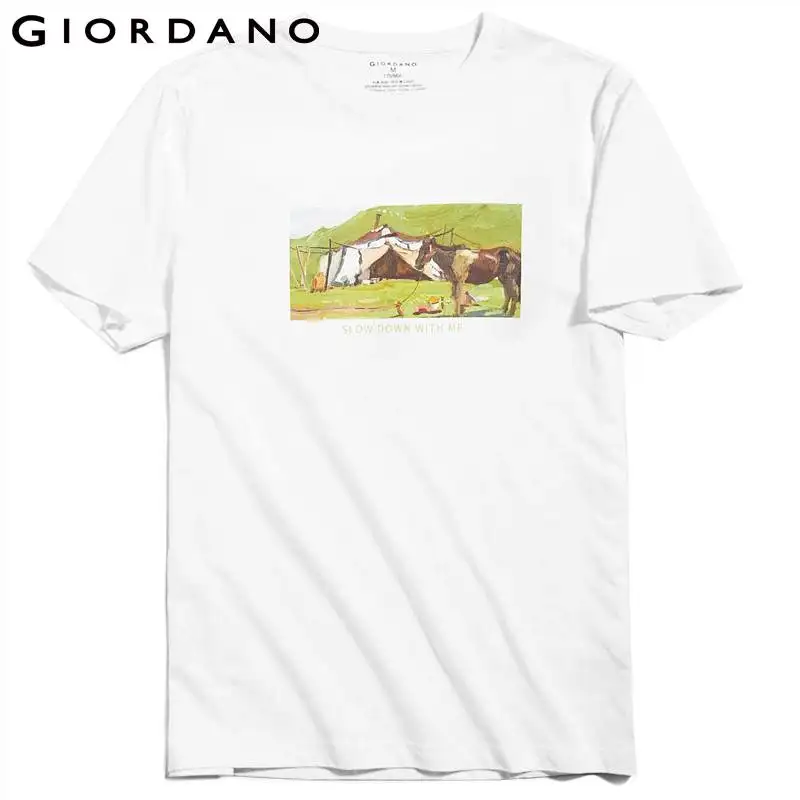 Giordano женская и мужская повседневные футболки с круглым воротом короткими