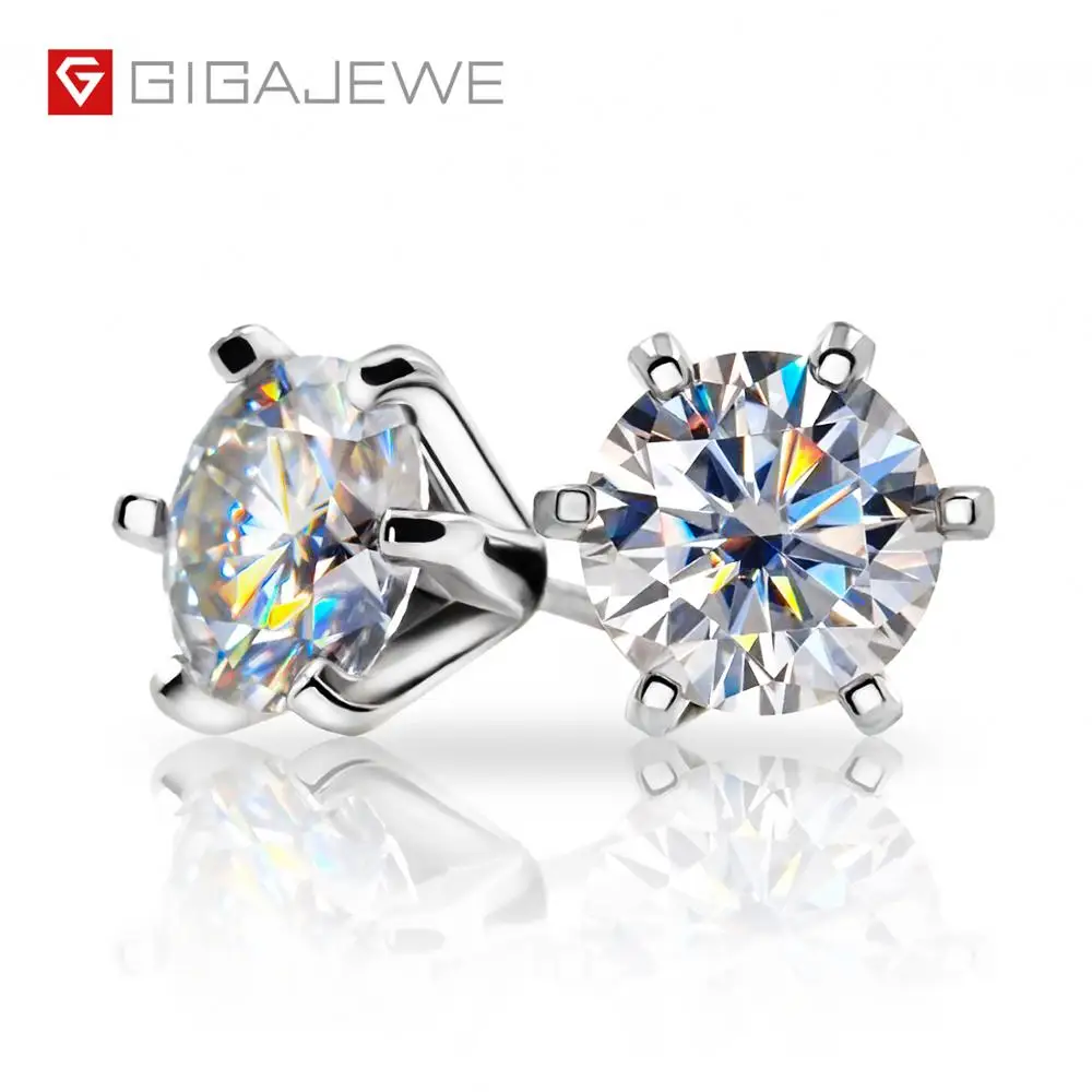 GIGAJEWE EF VVS1 Круглый вырез всего 2.0ct Алмазный тест прошел Moissanite 18K Позолоченные 925