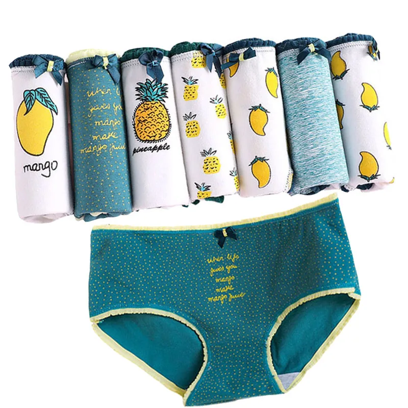 

Underwear Women Cotton Panties Ladies Sexy Briefs Mango Fruit Printed Panty Underpant For Women Calcinhas Girls 7 pcs/lot Shorts