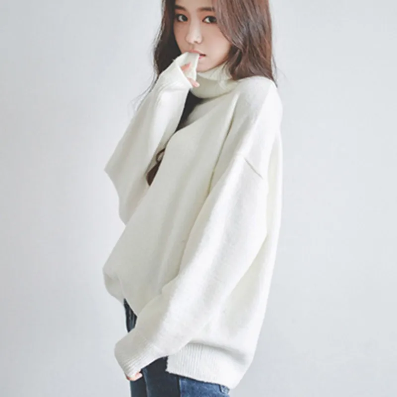 21Club Thick section Turtleneck Sweater 2017 New Autumn Winter Loose Pllouvers Tops Plus Size Famous Brand Women White Sweaters | Женская