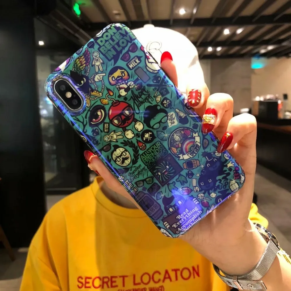 Мультяшный чехол для iPhone 11 Pro XS 10S Max мы собрали воедино XR X, 8, 7, 6, 6 S, Plus, чехол синий светильник мягкие чехлы IMD из ТПУ с изображением чехол Coque iPhone6 7Plus мобильный телефон оболочки Fundas