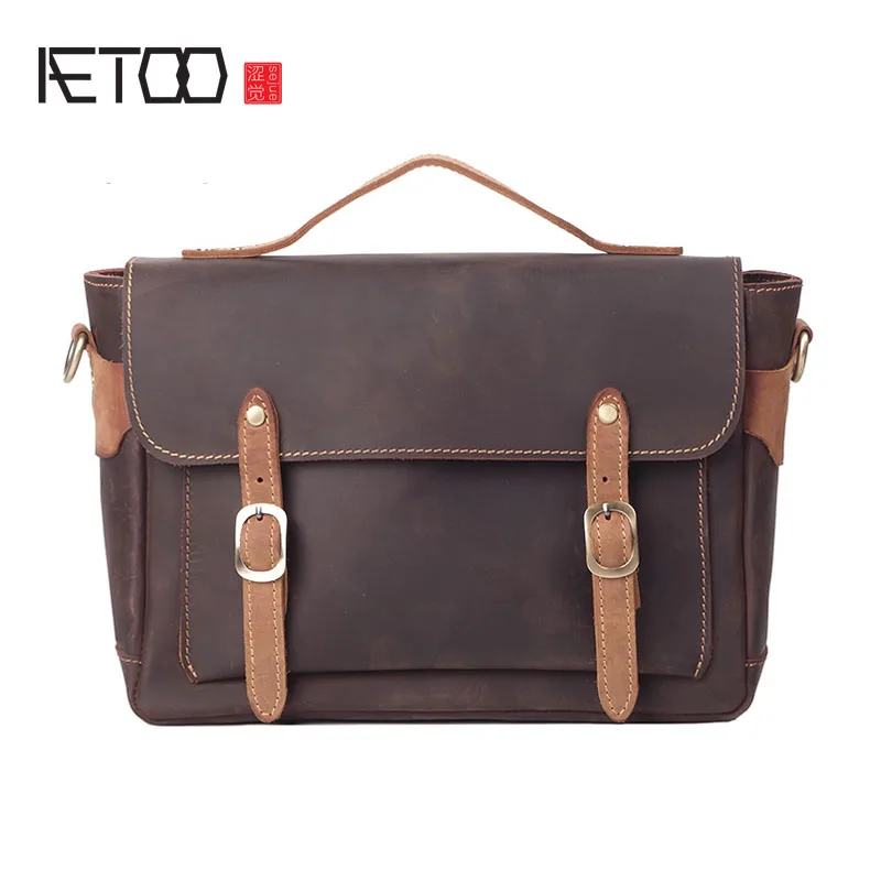 Aetoo Новый Европа и США Модные мужские кожаные сумки дамы Crazy Horse Сумка|handbag ladies|leather