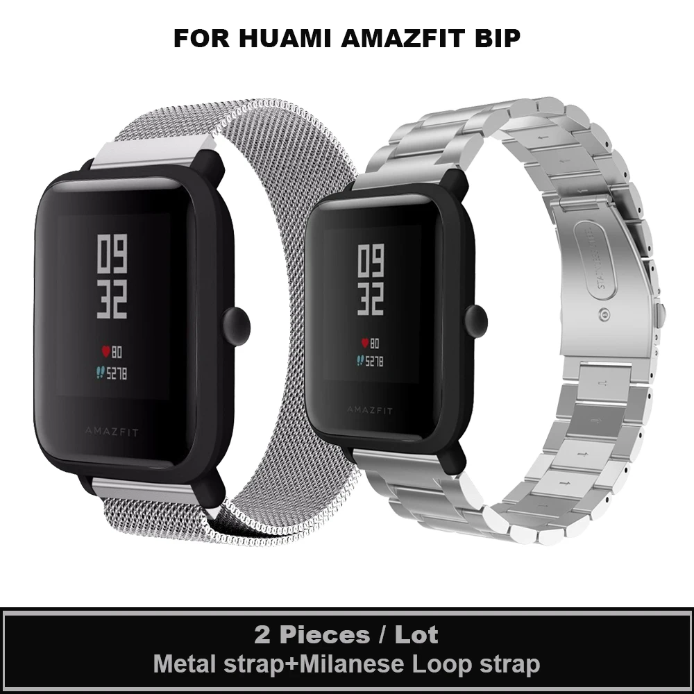 20 мм металлическая нержавеющая сталь Миланская петля ремешок для Xiaomi Huami Amazfit Bip BIT Lite Молодежный браслет ремешок для часов Amazfit