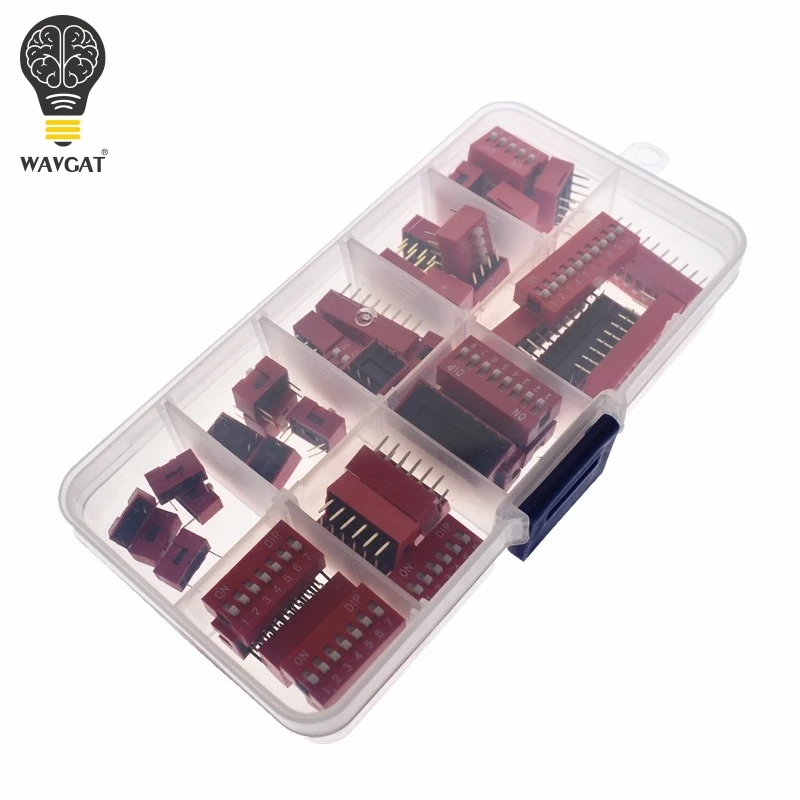 WAVGAT Dip Switch Kit в коробке 1 2 3 4 5 6 7 8 10 режимов 54 мм тумблер красные оснастки