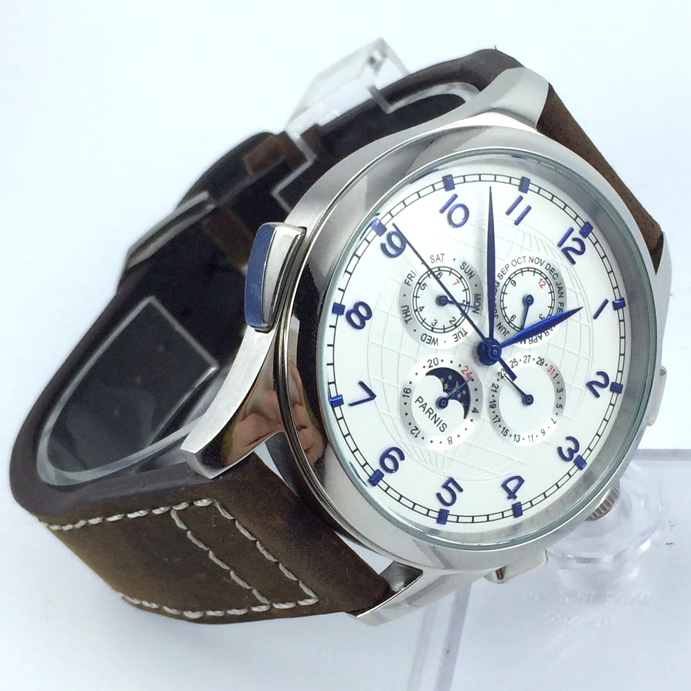 Многофункциональные автоматические мужские часы с белым циферблатом 44 мм |