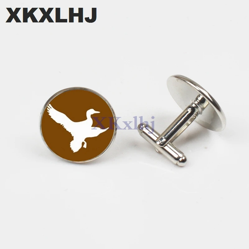 

XKXLHJ New Fashion Mallard Cufflinks Handmade Round Mallard Hunting Cufflinks Glass Dome Jewelry Wholesale