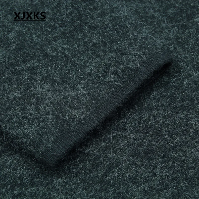 XJXKS, осенне-зимние теплые шерстяные пальто с широкой талией, повседневный стиль, на шнуровке, с карманами, с капюшоном, смесовое пальто
