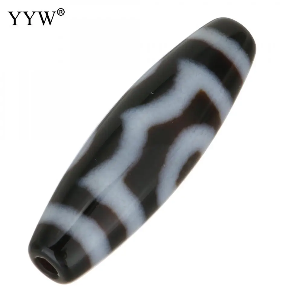 

Natural Tibetan Agate Onyx Dzi Beads Christmas Ji Beads Lucky Wish Beads Oval Three-Eyed Two Tone 38x12mm Hole 2.5mm Sold By Pc
