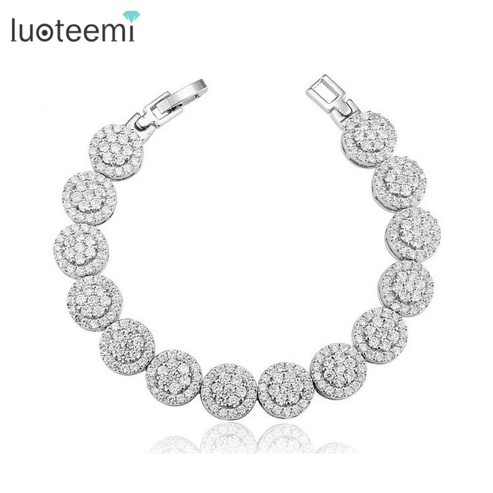 Оптовая продажа с завода LUOTEEMI! Женский роскошный браслет из белого золота