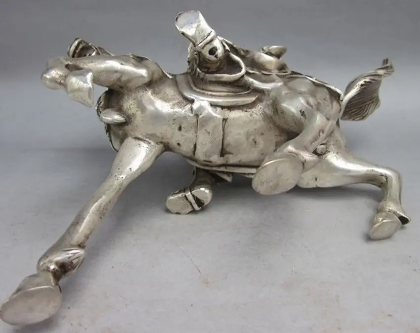 

Collectable Tibet Silver Warrior God Guan Yu Statue